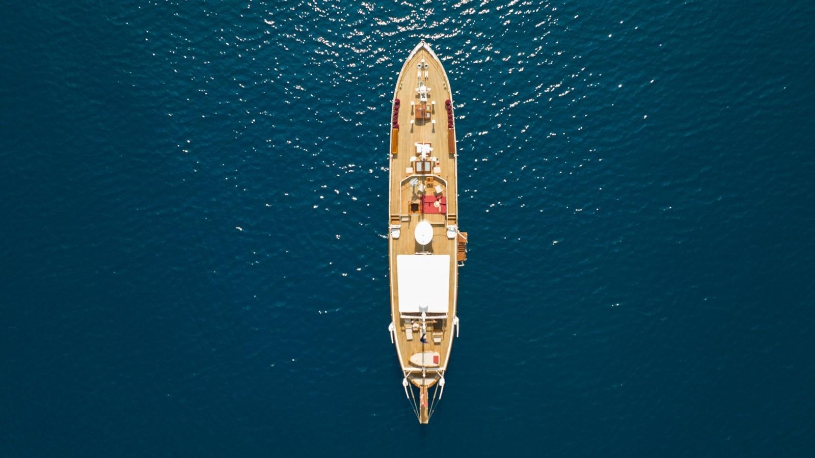 a rocket flying in the sky aboard LADY HERTHA Yacht for Sale