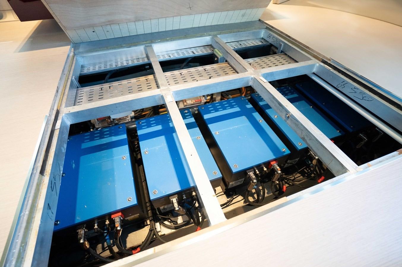 a blue and white machine aboard ANMAX Yacht for Sale