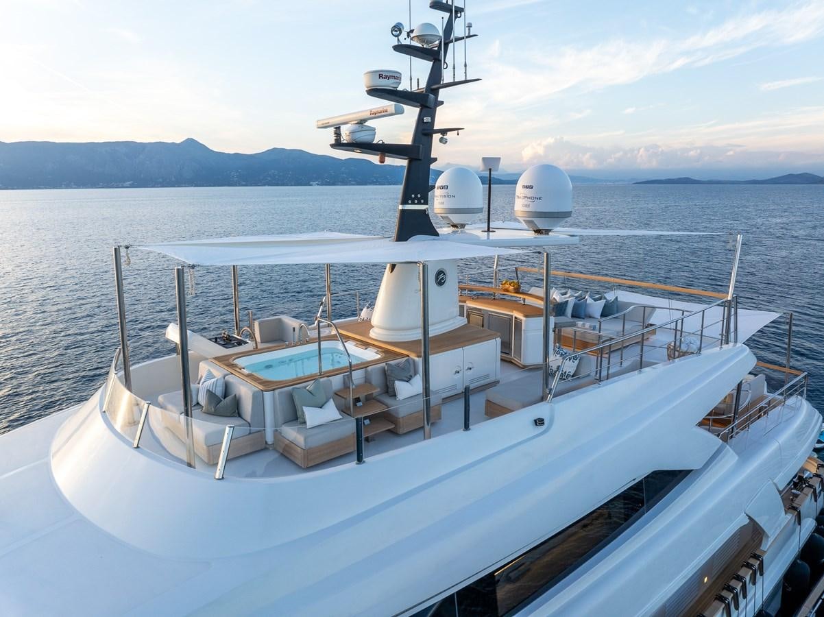 a boat with a satellite dish on it aboard ZULU 3 Yacht for Sale