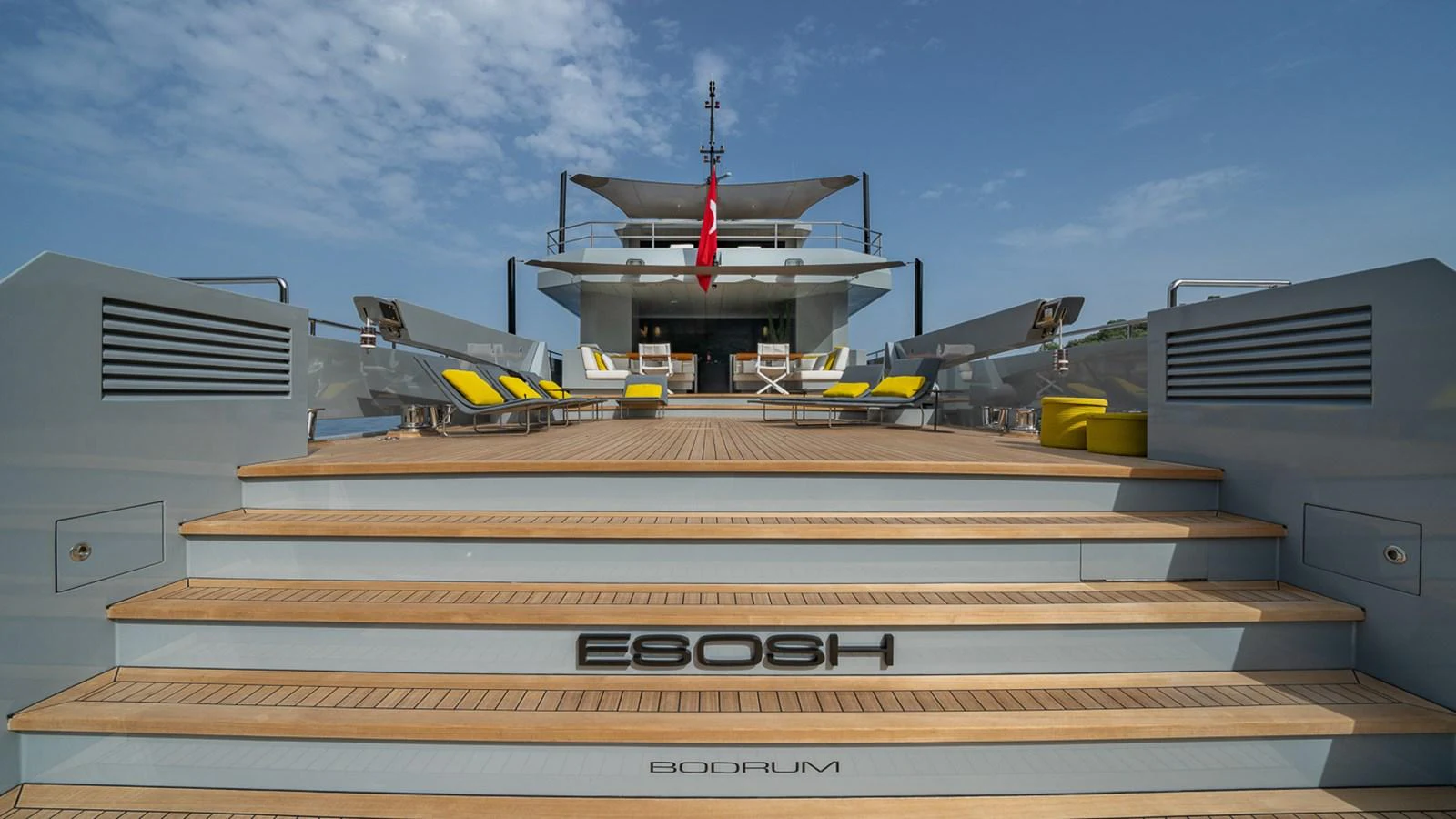 a wood pallet with a few machines on it aboard ESOSH Yacht for Sale