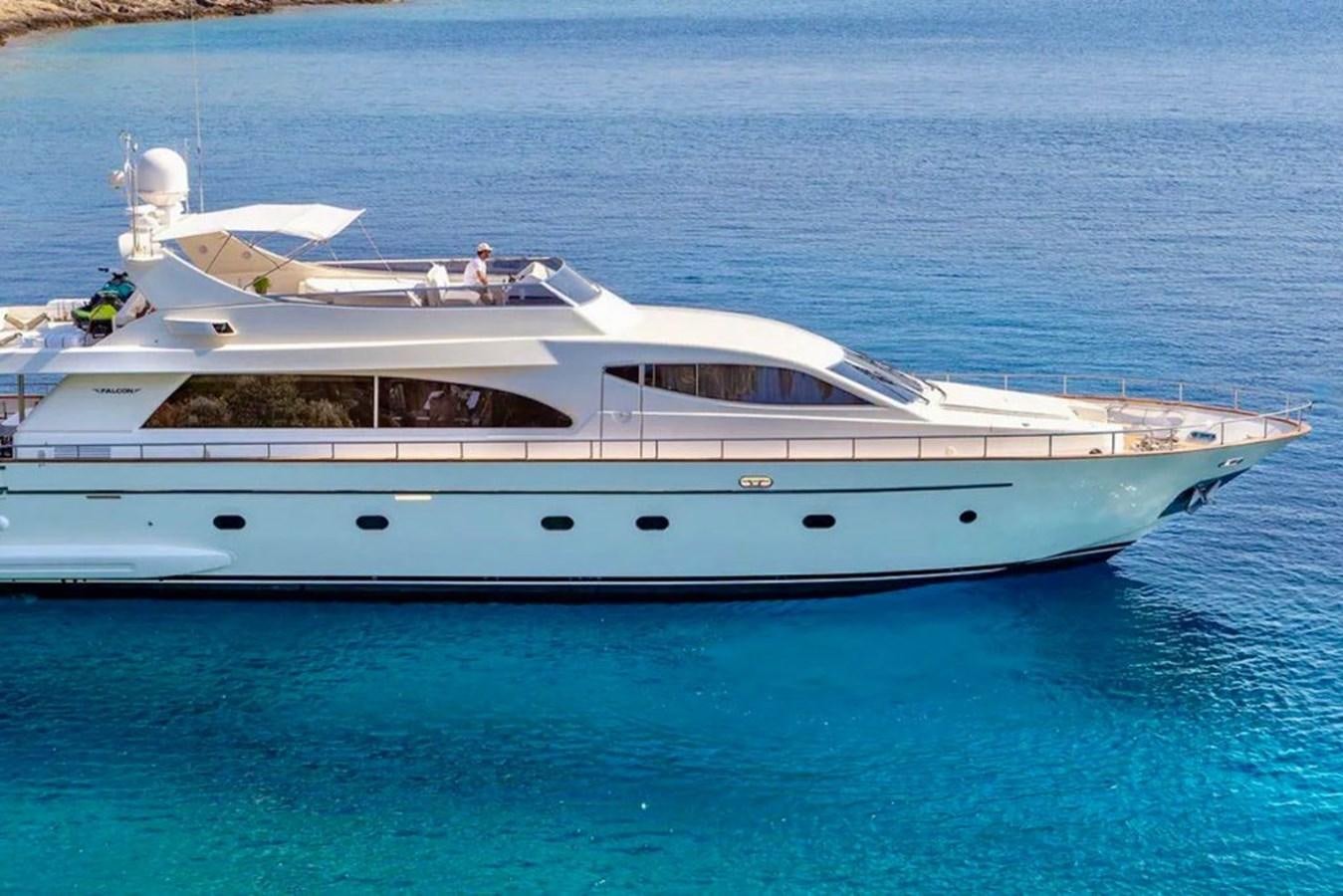 a white yacht in the water aboard VIDA LOCA Yacht for Sale