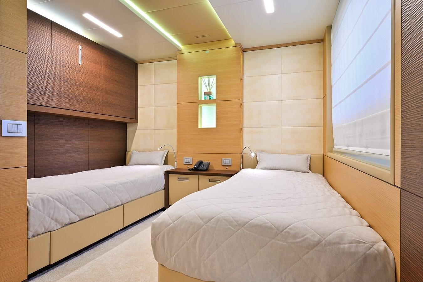 a couple of beds in a room aboard FREEDAY Yacht for Sale