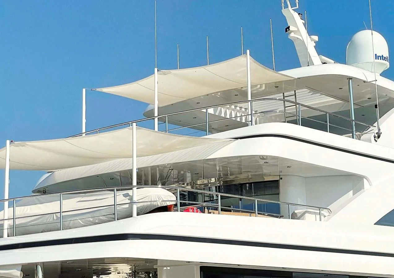 a building with satellite dishes aboard DOMENIKA Yacht for Sale
