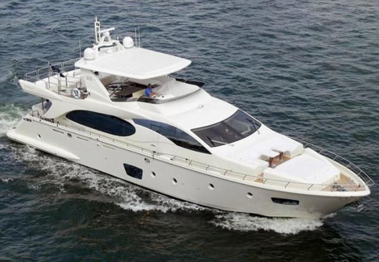 a white yacht on the water aboard AZIMUT 85 FLY Yacht for Sale