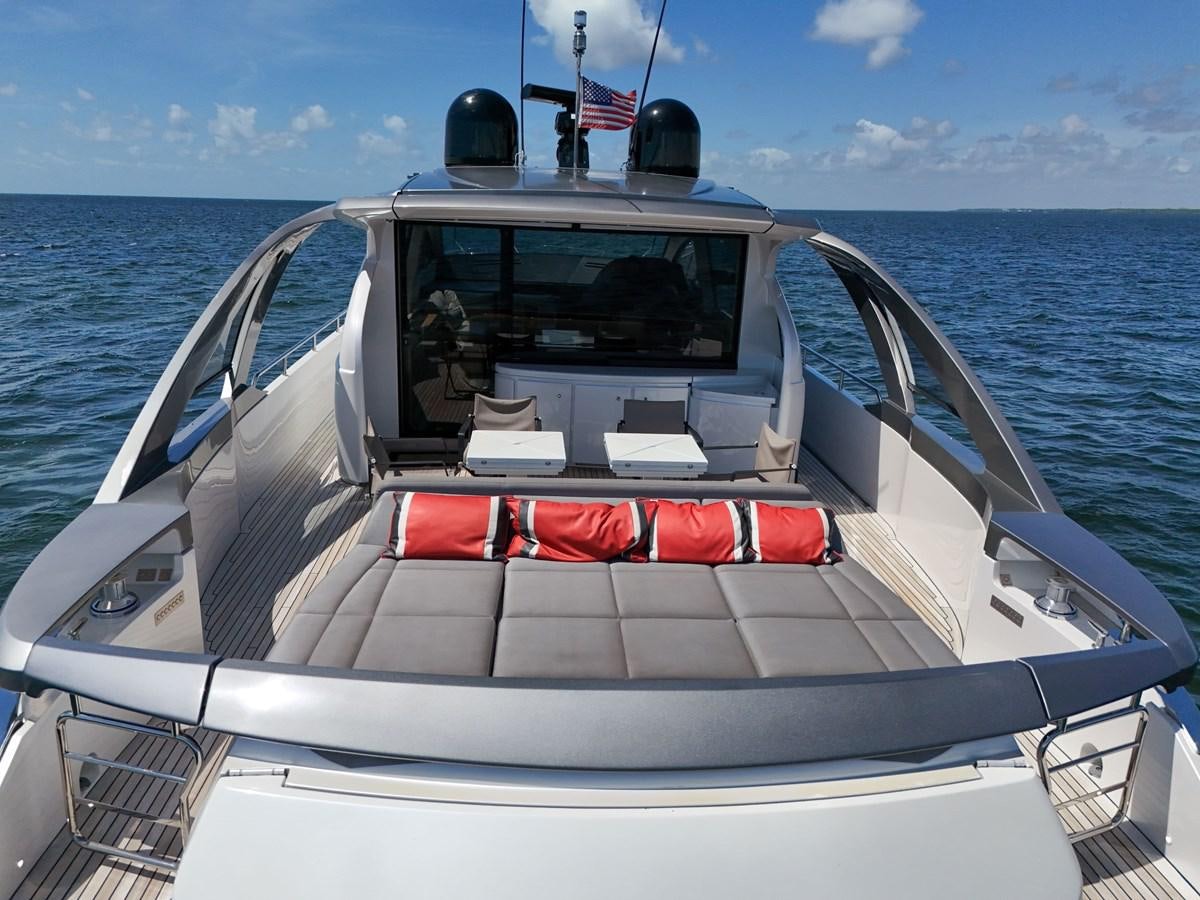 a boat with red and white flags on the front aboard SANS SOUCI VIII Yacht for Sale