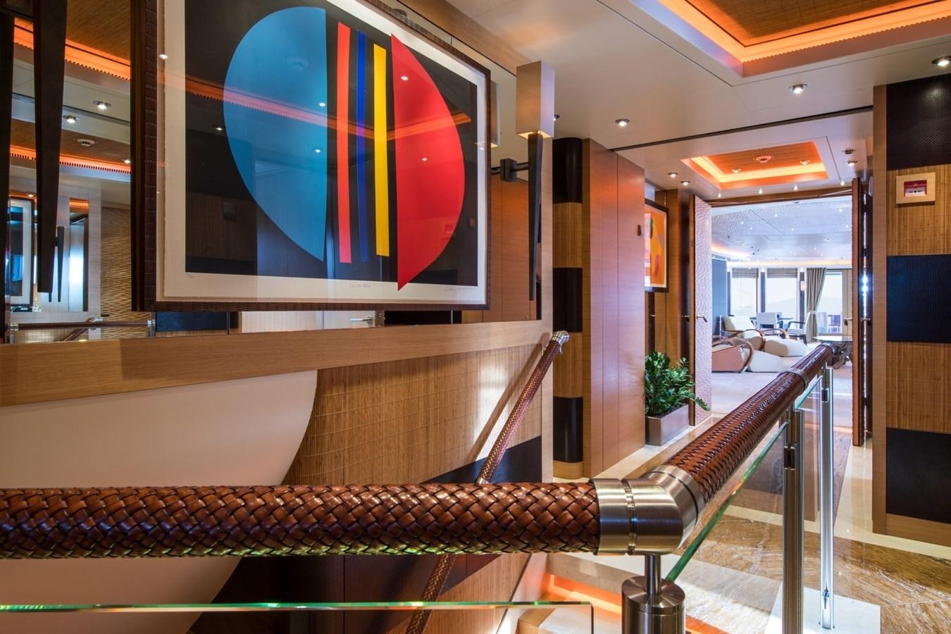 a large room with a large screen aboard CAIPIRINHA Yacht for Sale