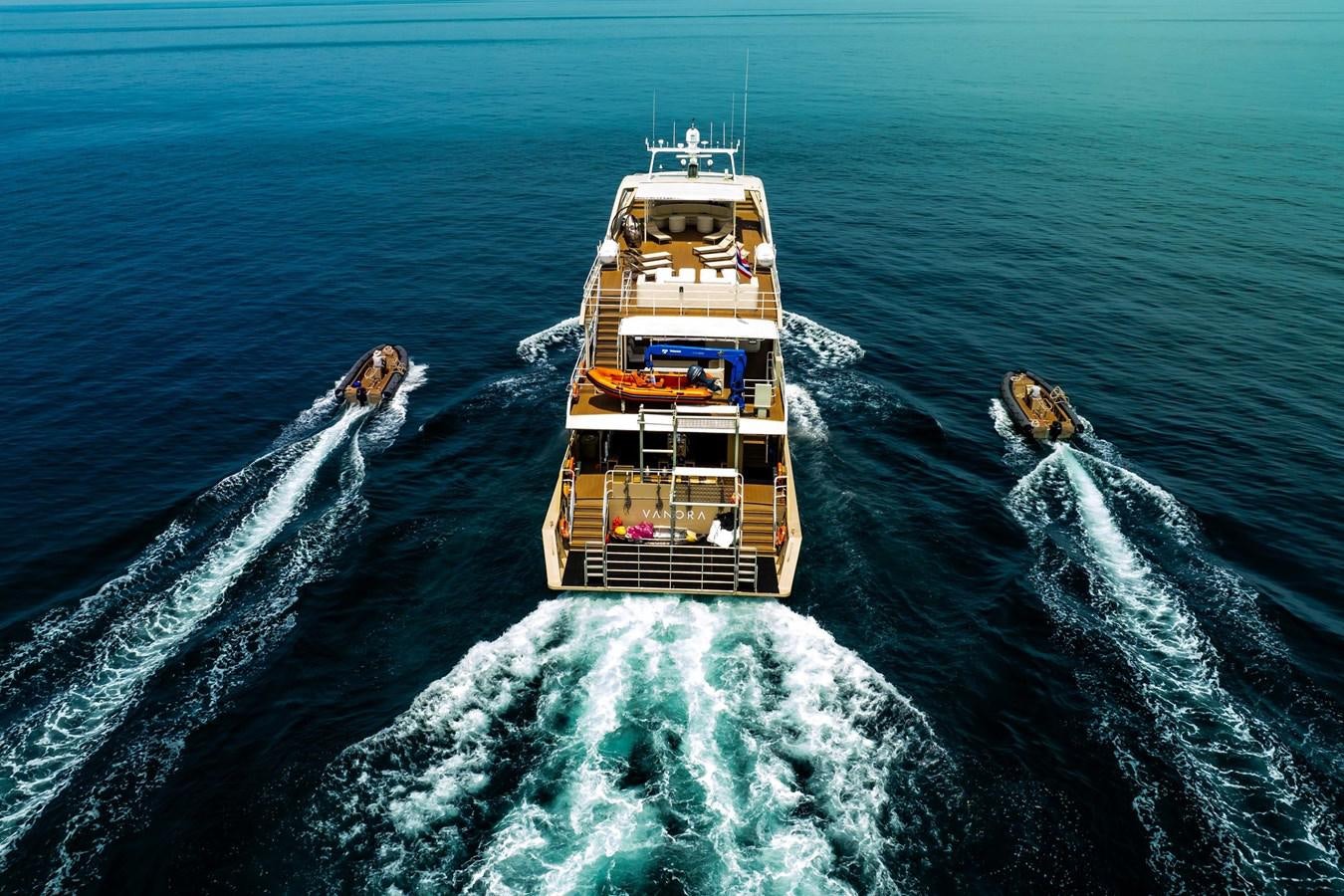 a ship in the ocean aboard VANORA Yacht for Sale