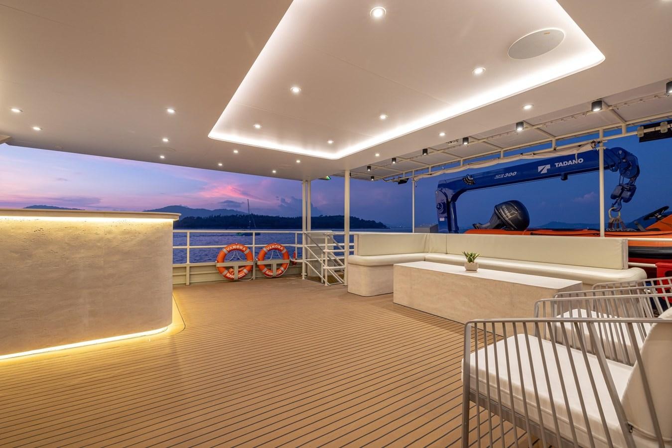 a room with a large screen aboard VANORA Yacht for Sale