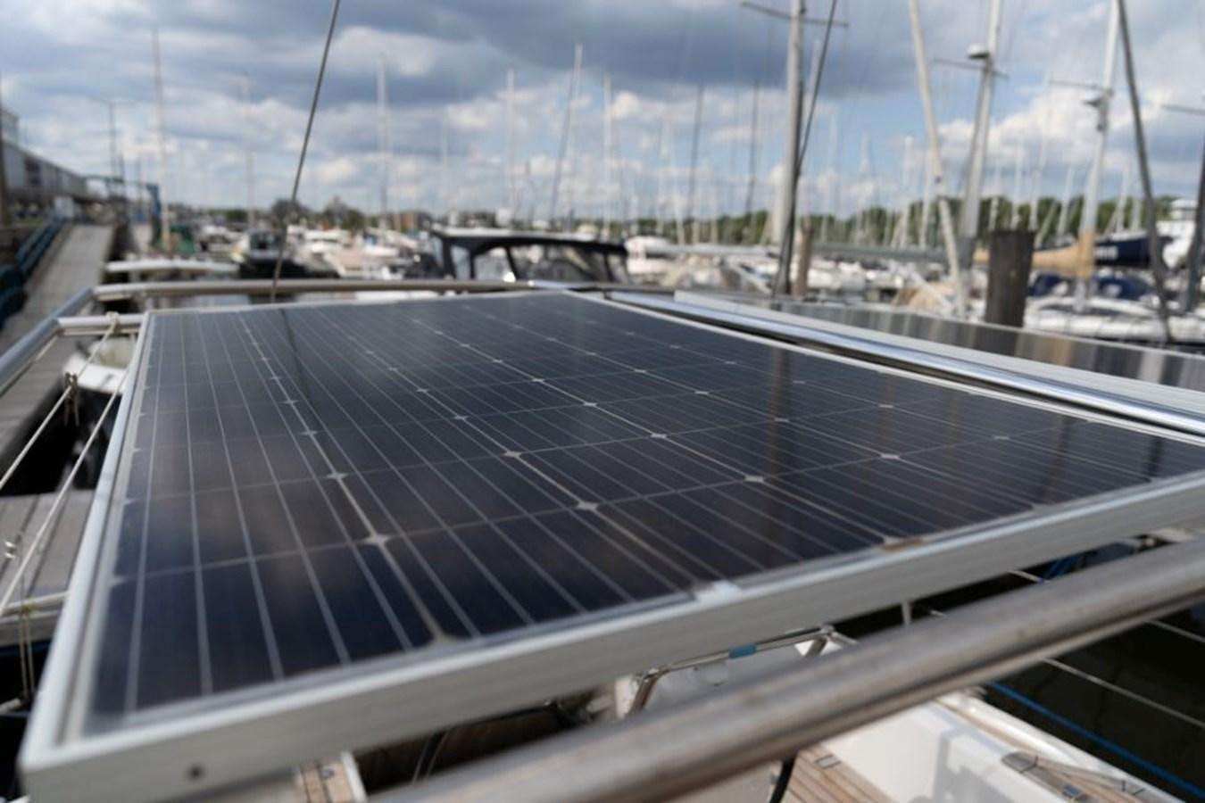 a large solar panel aboard ECOVER OF SKAGEN Yacht for Sale