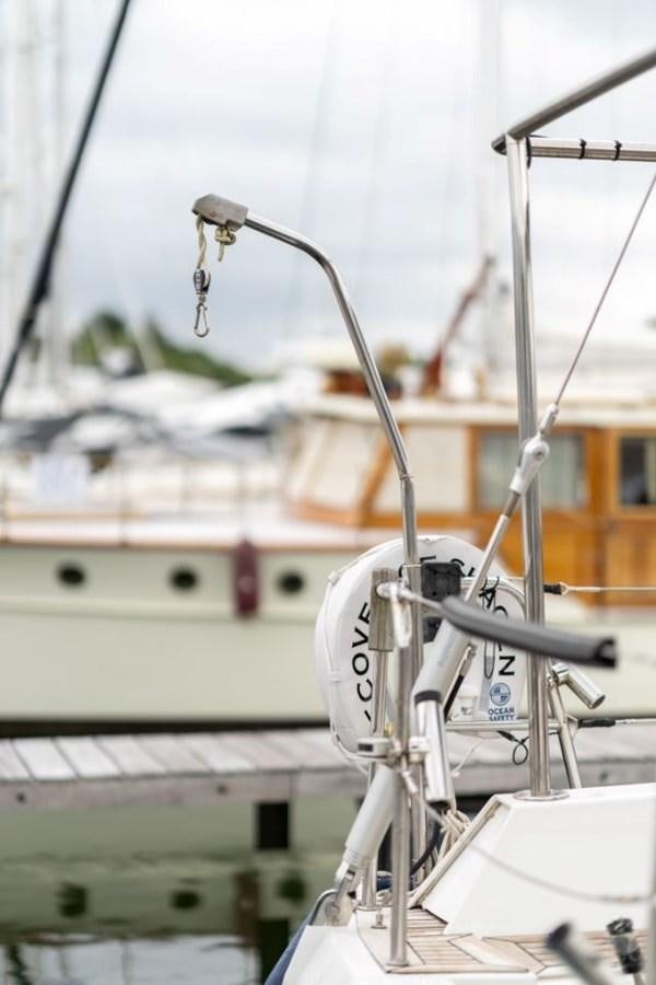 a white boat with ropes aboard ECOVER OF SKAGEN Yacht for Sale