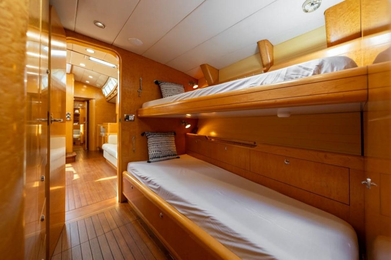 a room with bunk beds aboard ECOVER OF SKAGEN Yacht for Sale