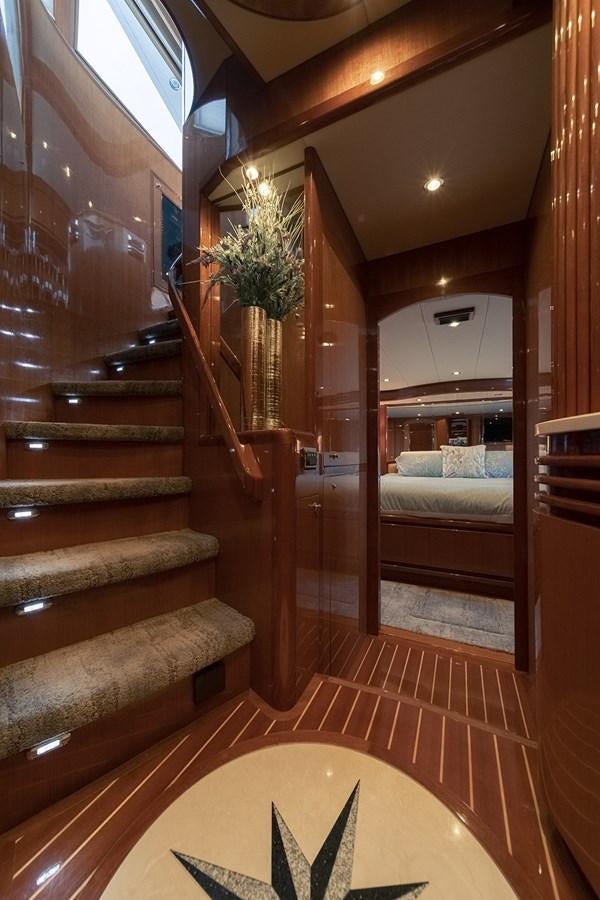 a staircase in a room aboard ISOBEL III Yacht for Sale