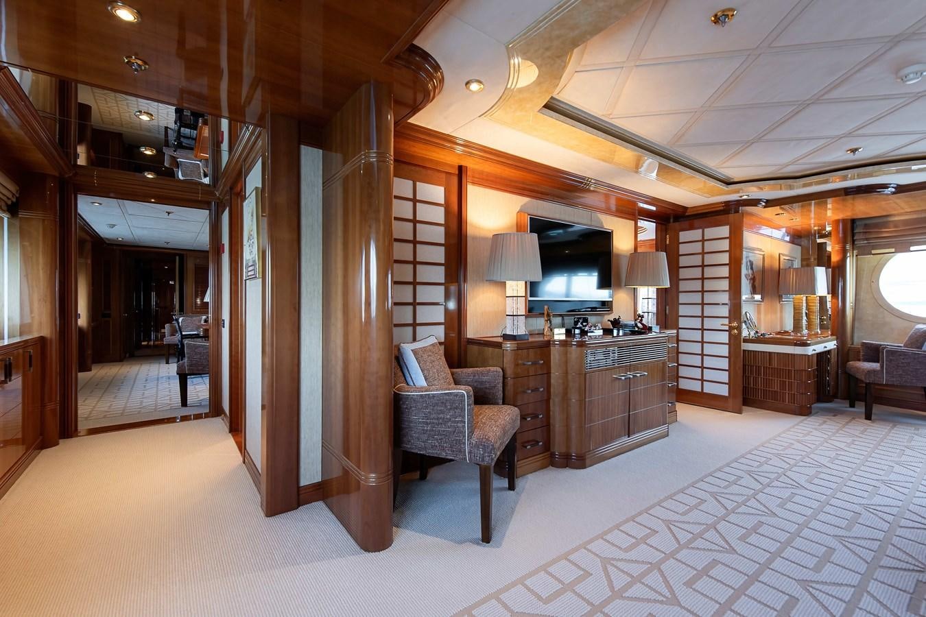 a room with a large wood door aboard PETARA Yacht for Sale