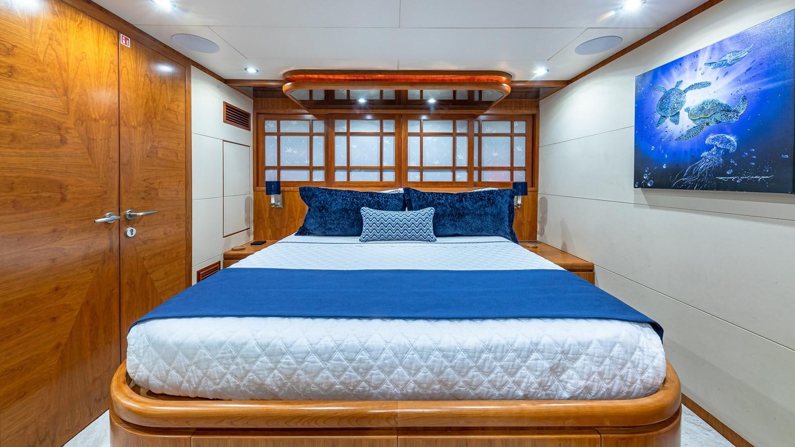 a bed in a room aboard B HAPPY Yacht for Sale