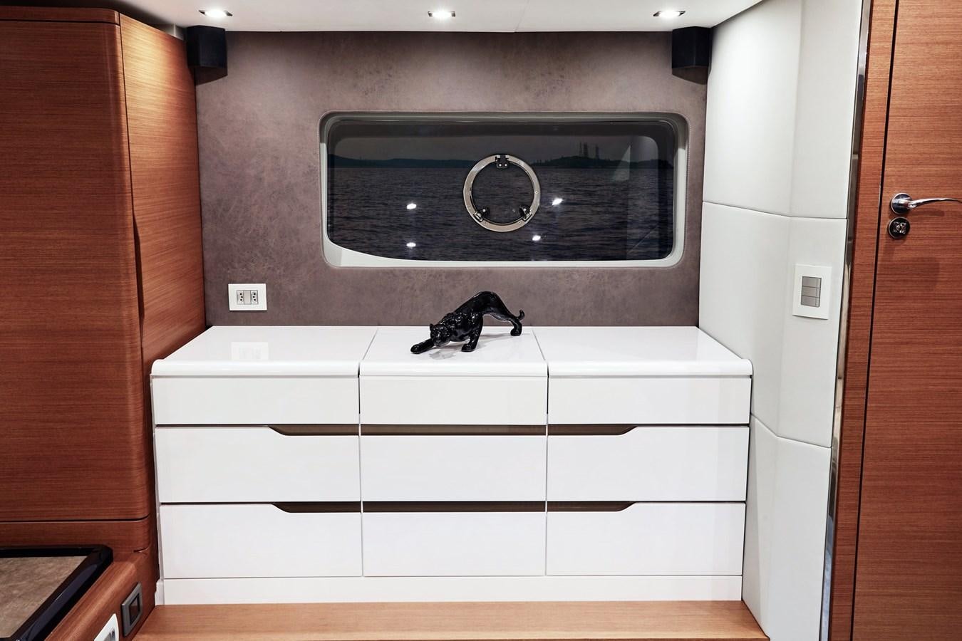 a microwave oven on a shelf aboard SCHAEFER 660 Yacht for Sale