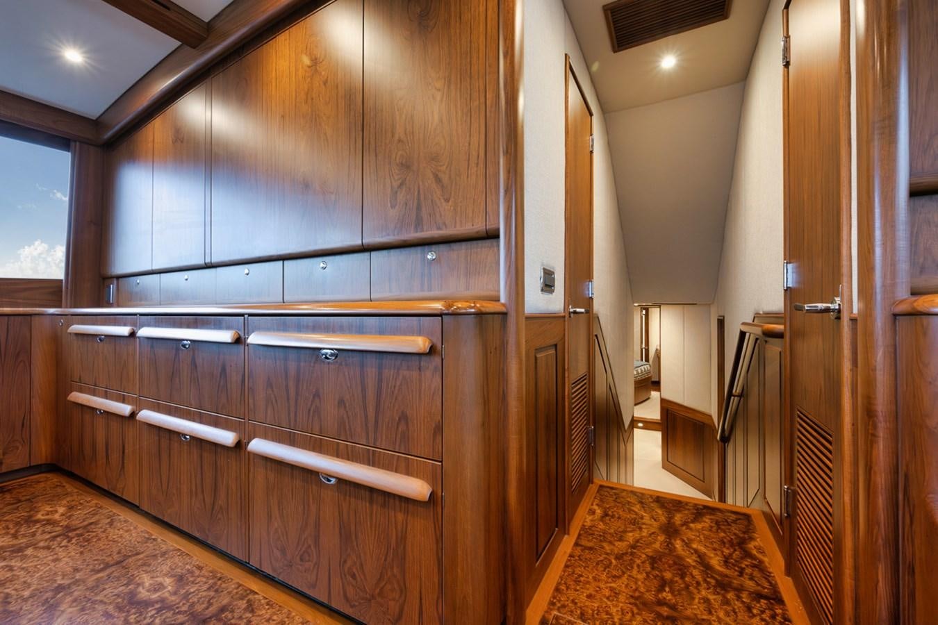 a wooden cabinet in a room aboard ARTEMIS Yacht for Sale