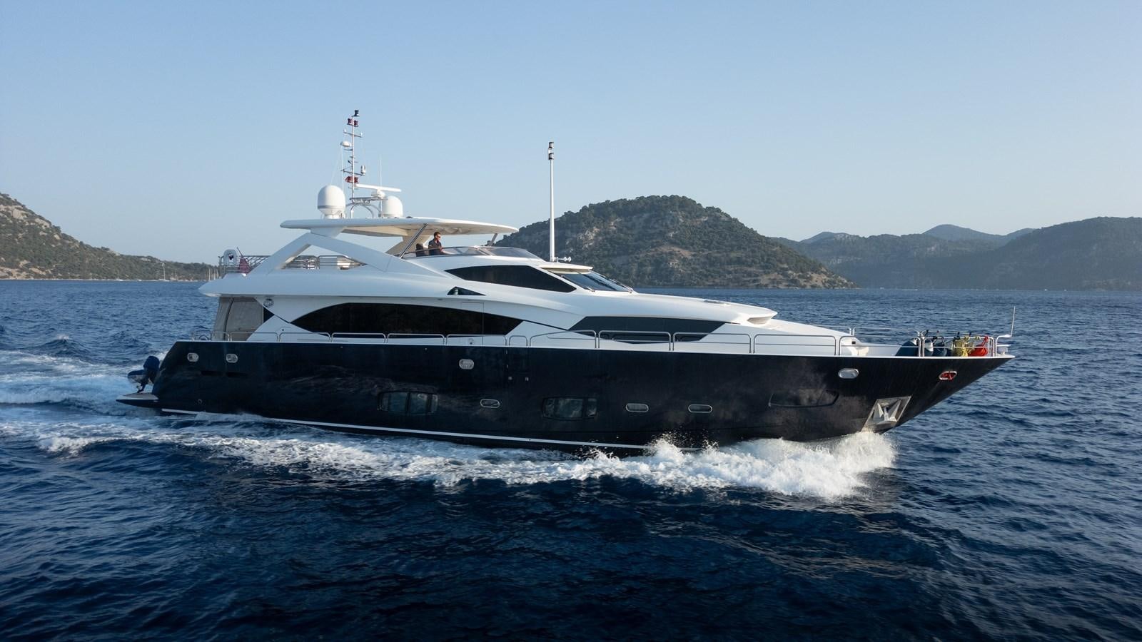 a boat on the water aboard ROUND MIDNIGHT Yacht for Sale