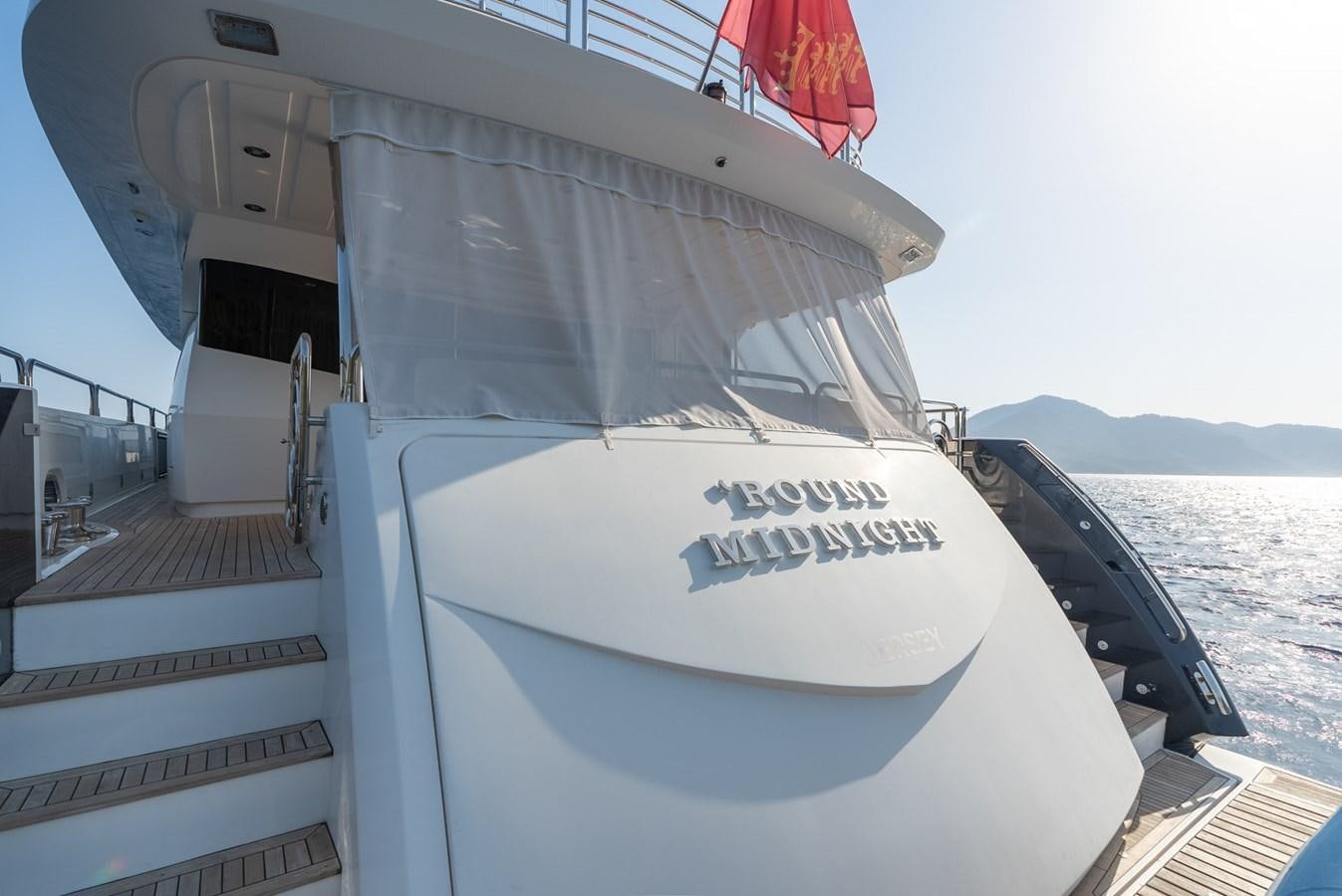 a boat on the water aboard ROUND MIDNIGHT Yacht for Sale