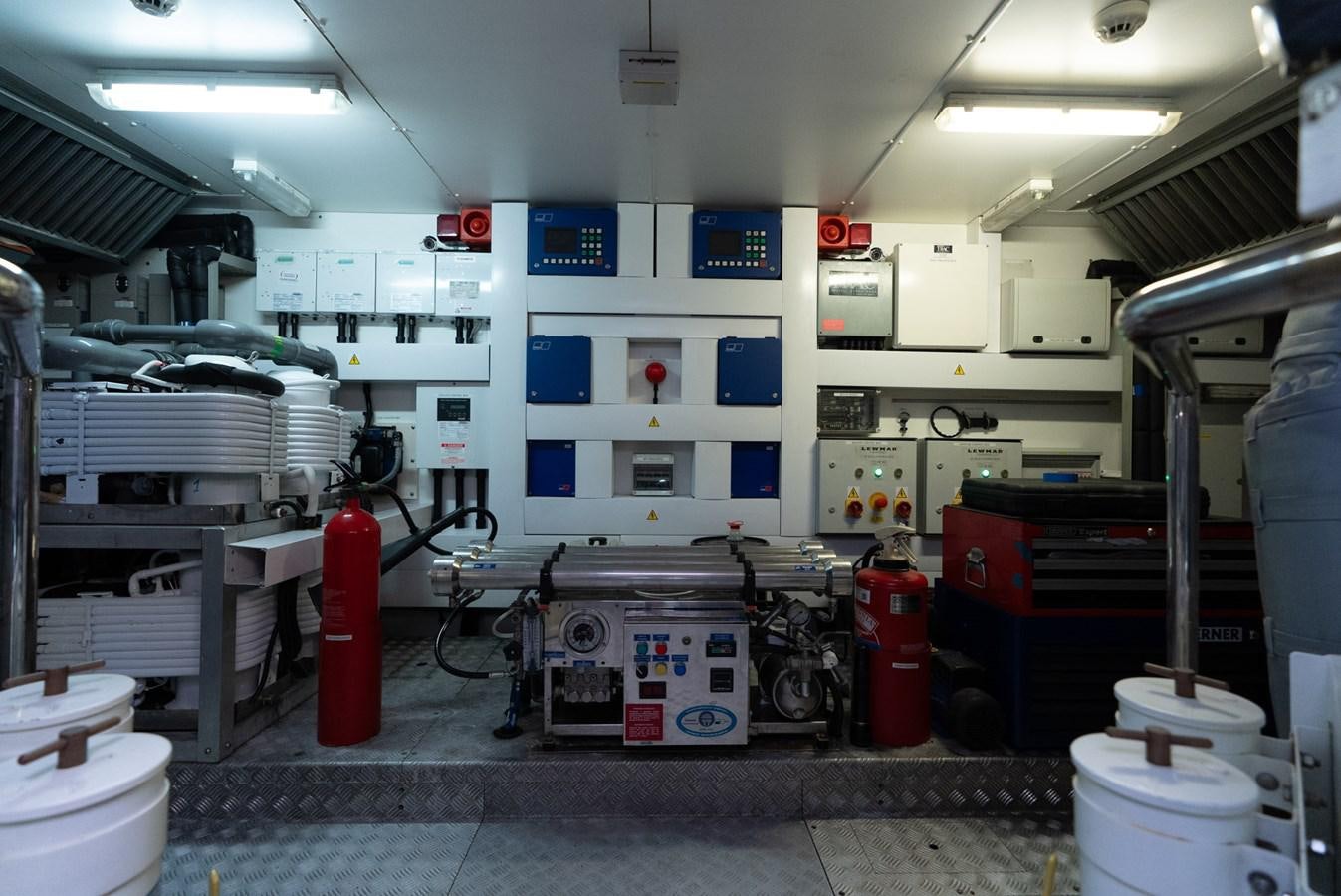 a room with machinery and equipment aboard ROUND MIDNIGHT Yacht for Sale