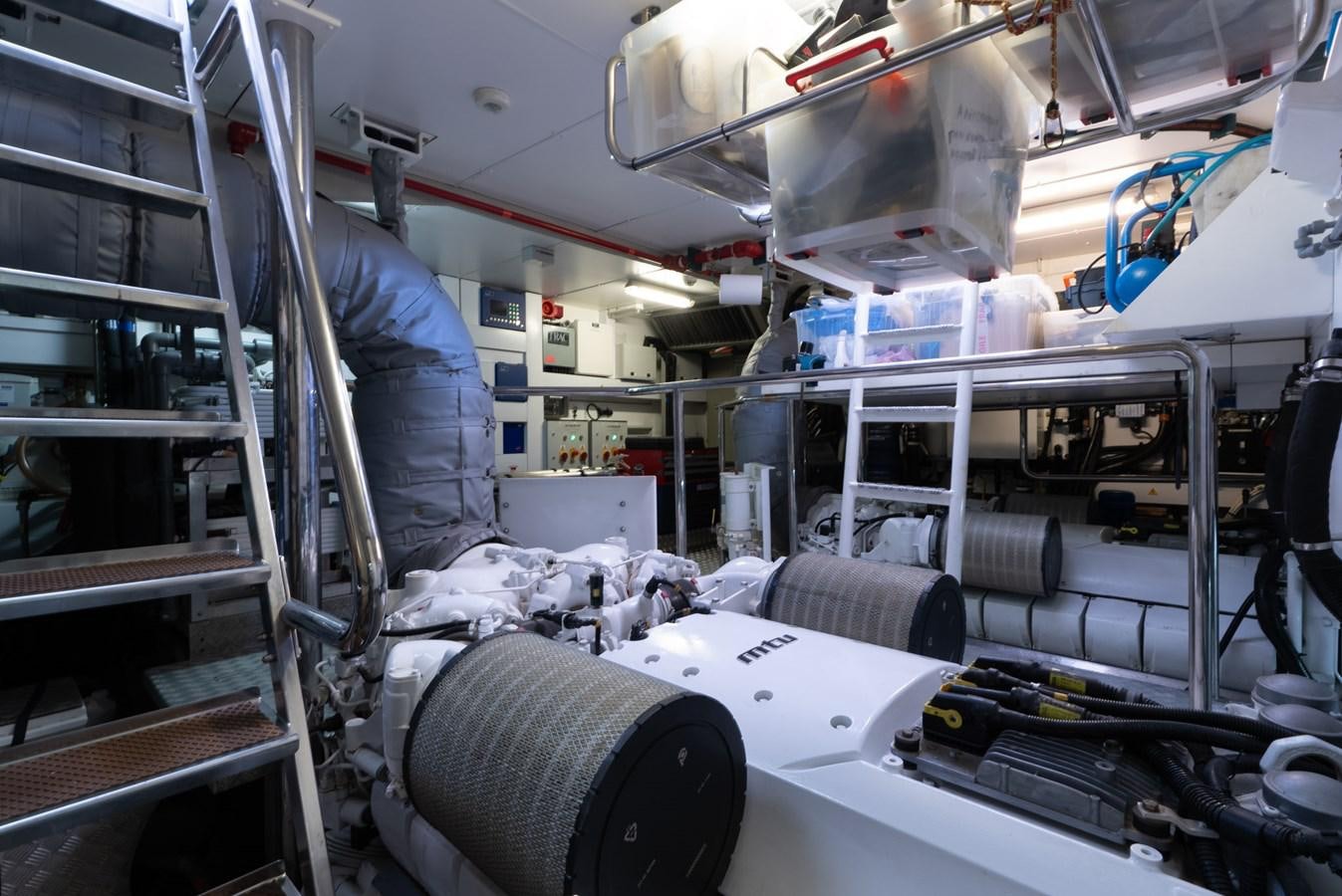 a room with machines and equipment aboard ROUND MIDNIGHT Yacht for Sale