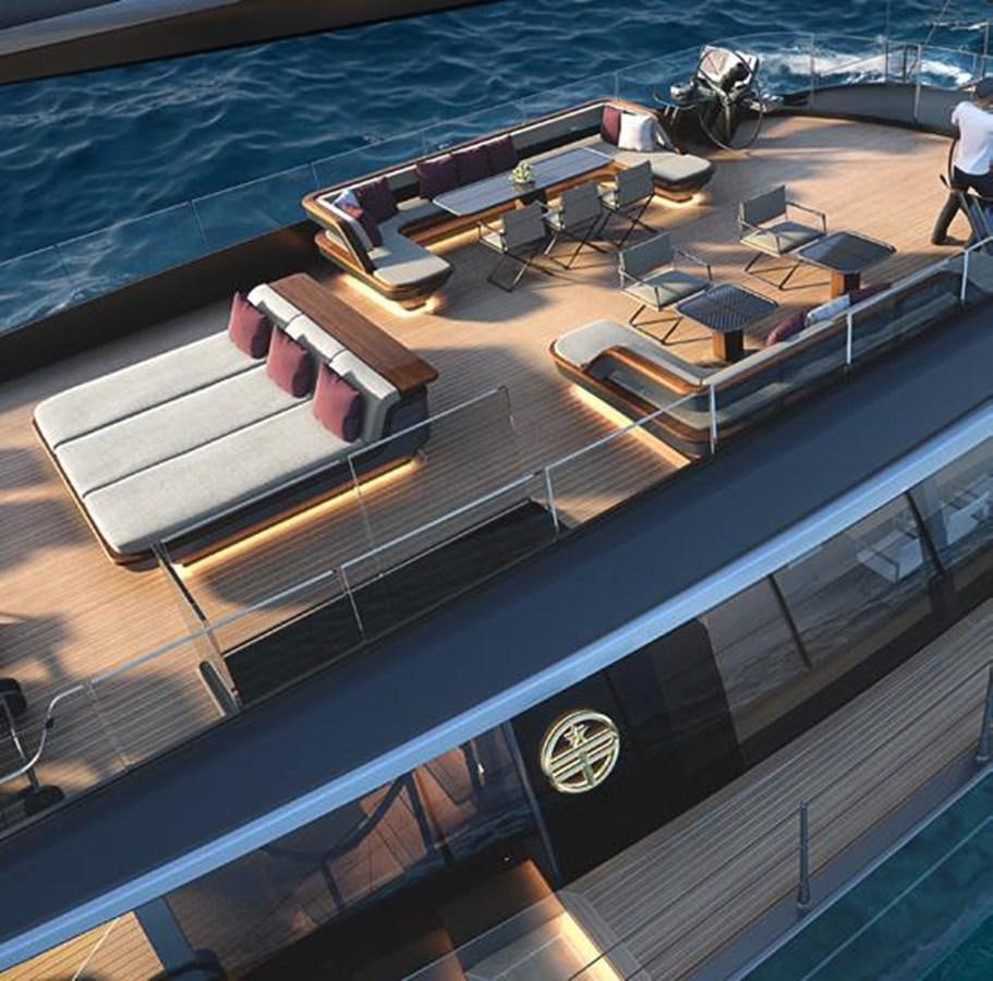a model of a boat aboard PERINI NAVI 47M SLOOP Yacht for Sale