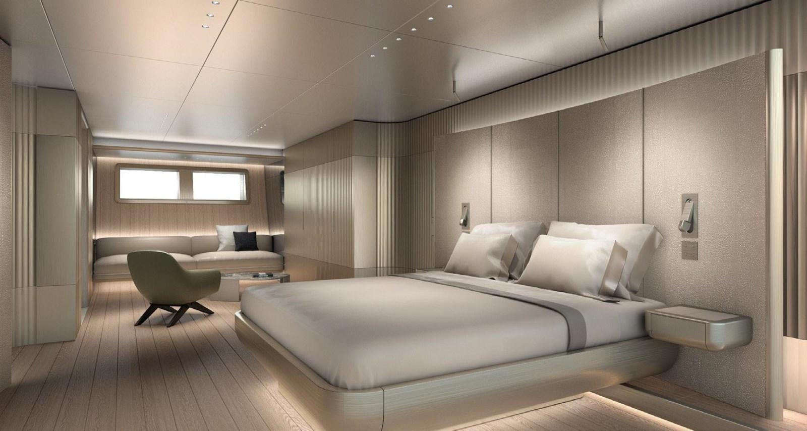 a room with a bed and a couch aboard PERINI NAVI 47M SLOOP Yacht for Sale