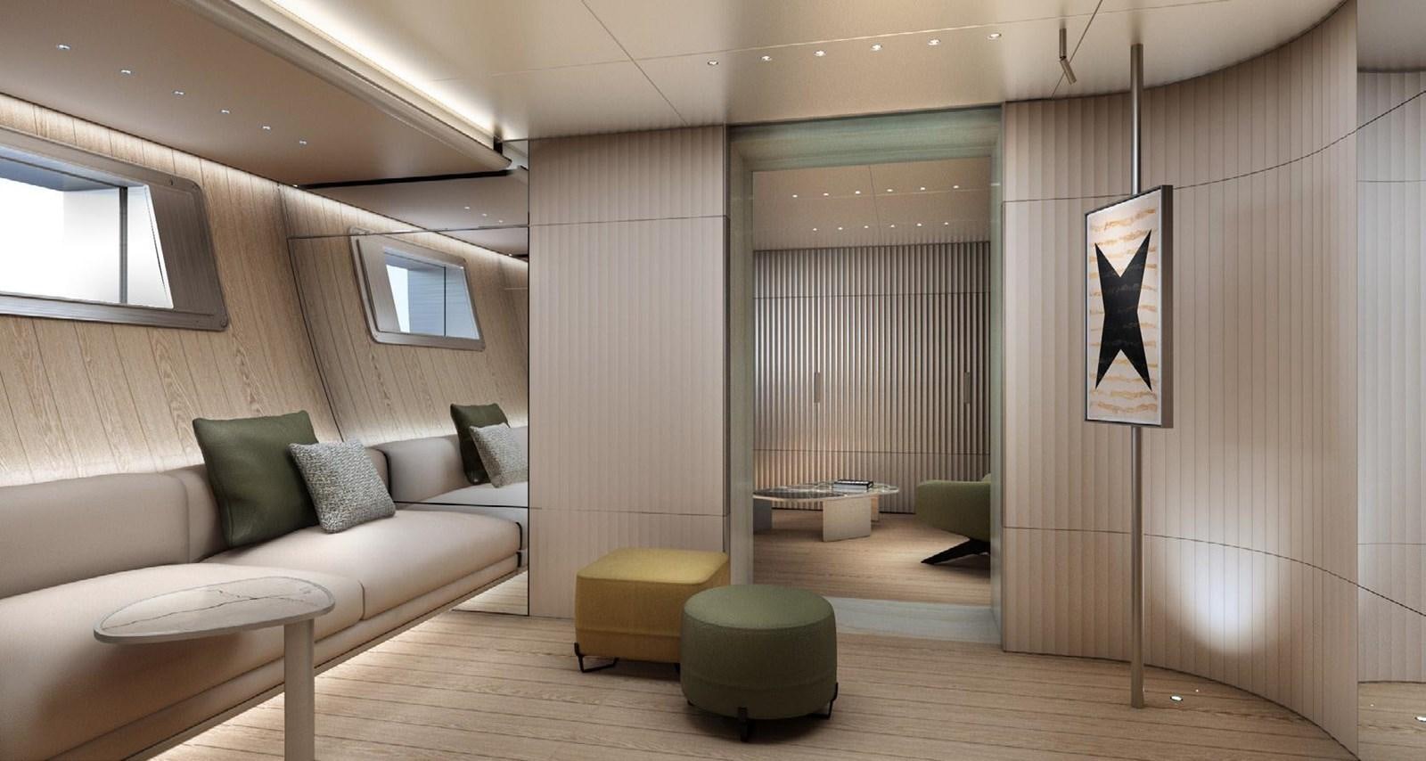 a room with a couch and a table aboard PERINI NAVI 47M SLOOP Yacht for Sale