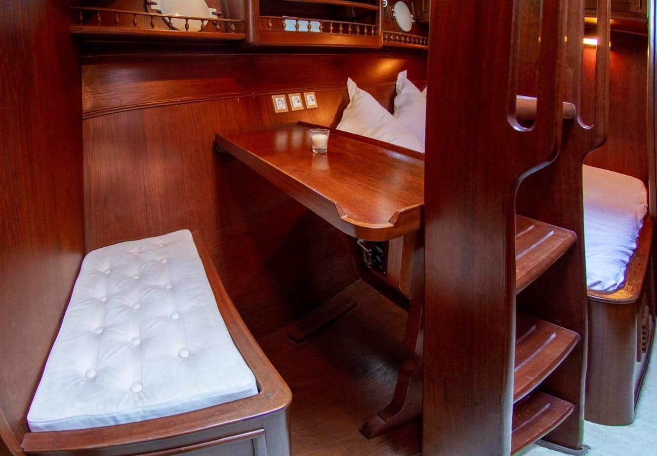 a cat on a chair aboard FOREVER Yacht for Sale