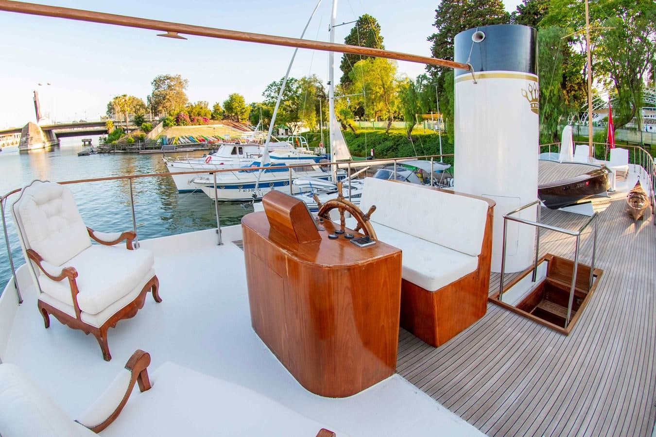 a boat on a dock aboard FOREVER Yacht for Sale