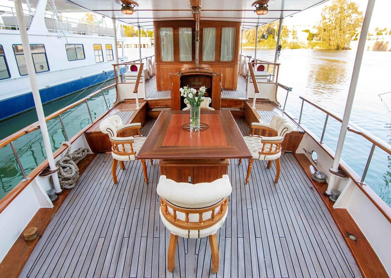 a boat is parked in a harbor aboard FOREVER Yacht for Sale