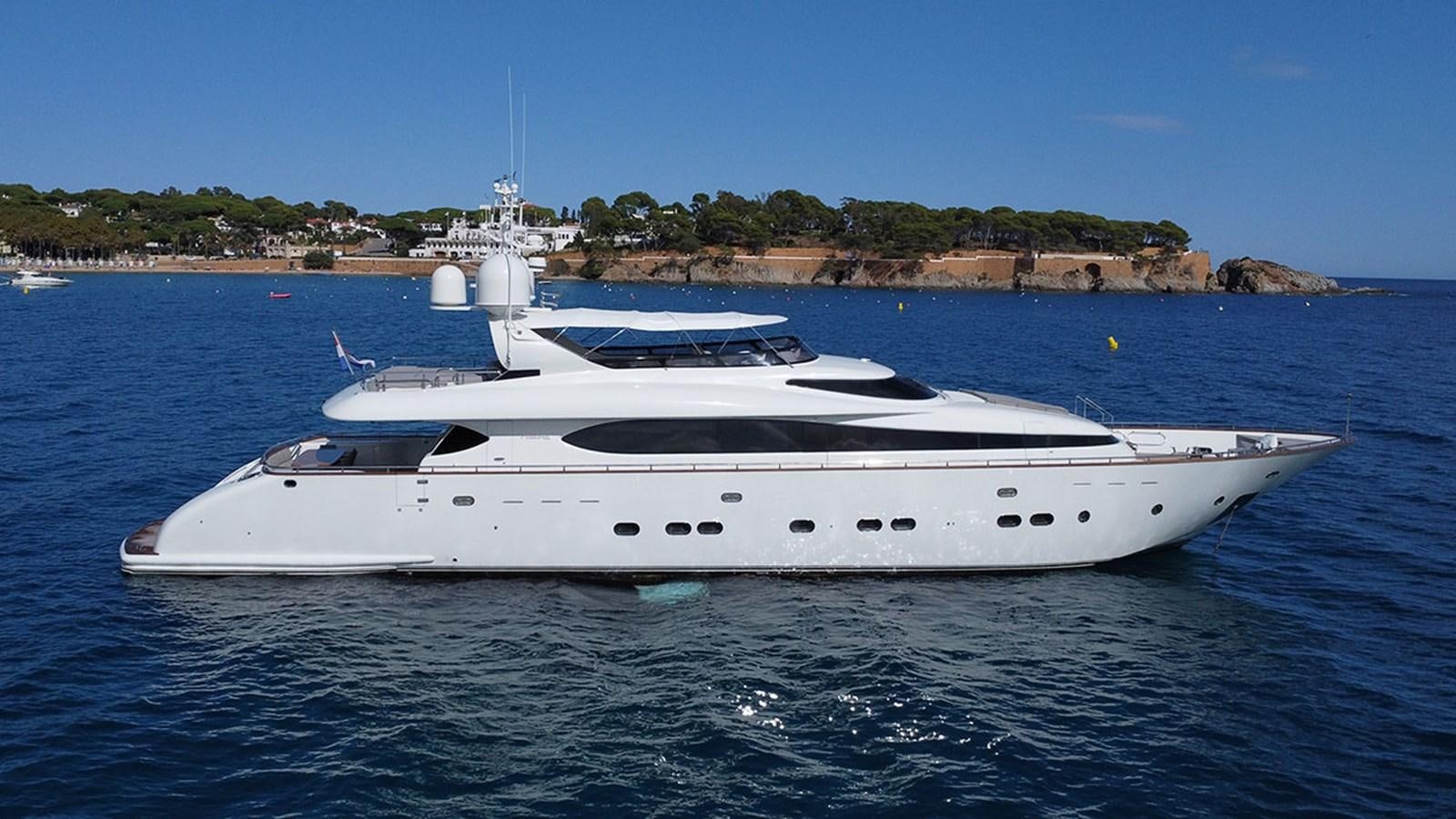 a white yacht on the water aboard BALANDRAU Yacht for Sale