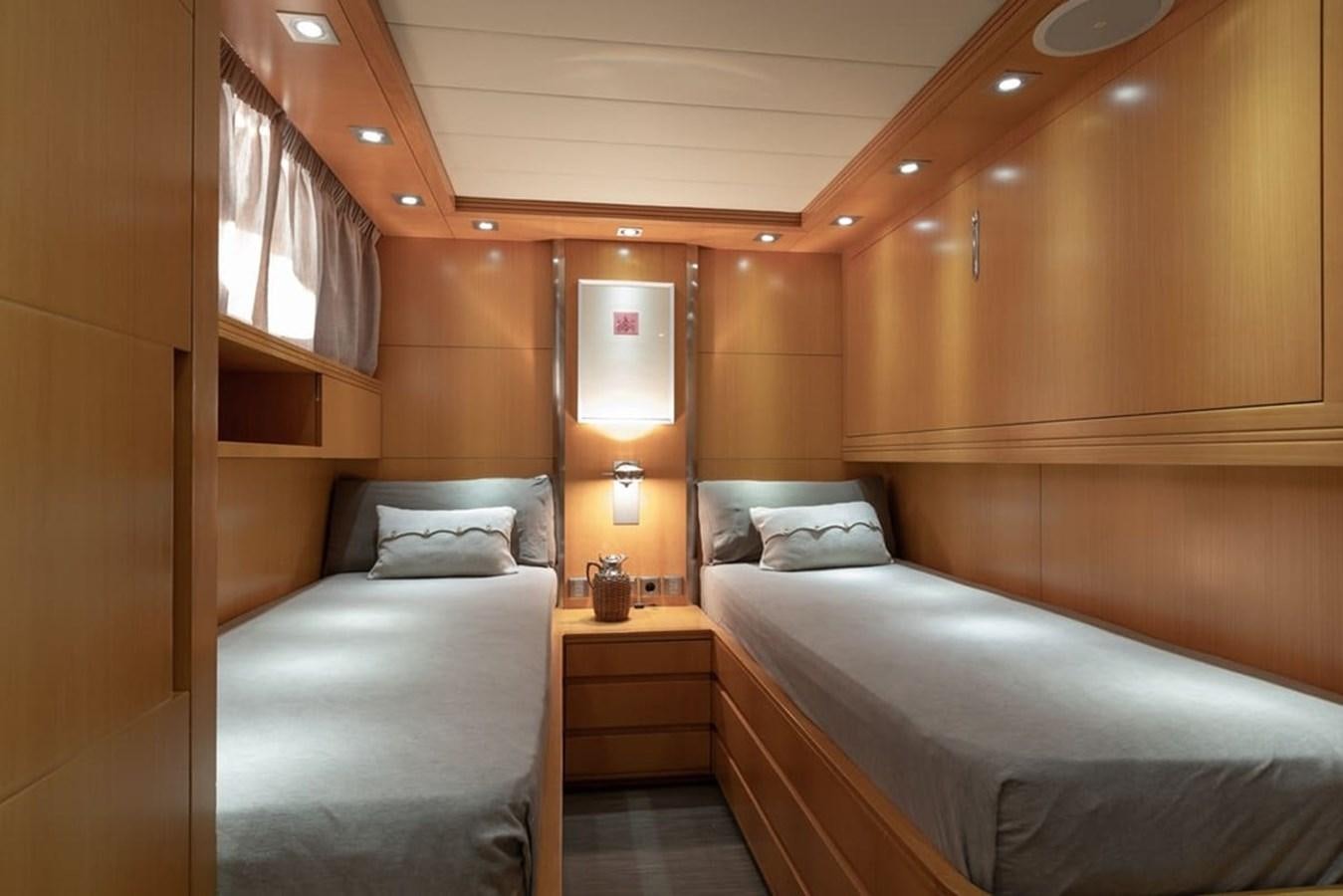 a room with two beds aboard BALANDRAU Yacht for Sale
