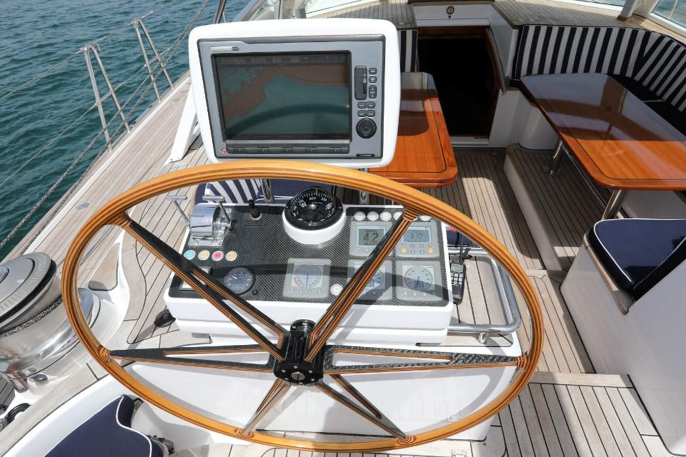 a boat with a steering wheel aboard NIMROD Yacht for Sale