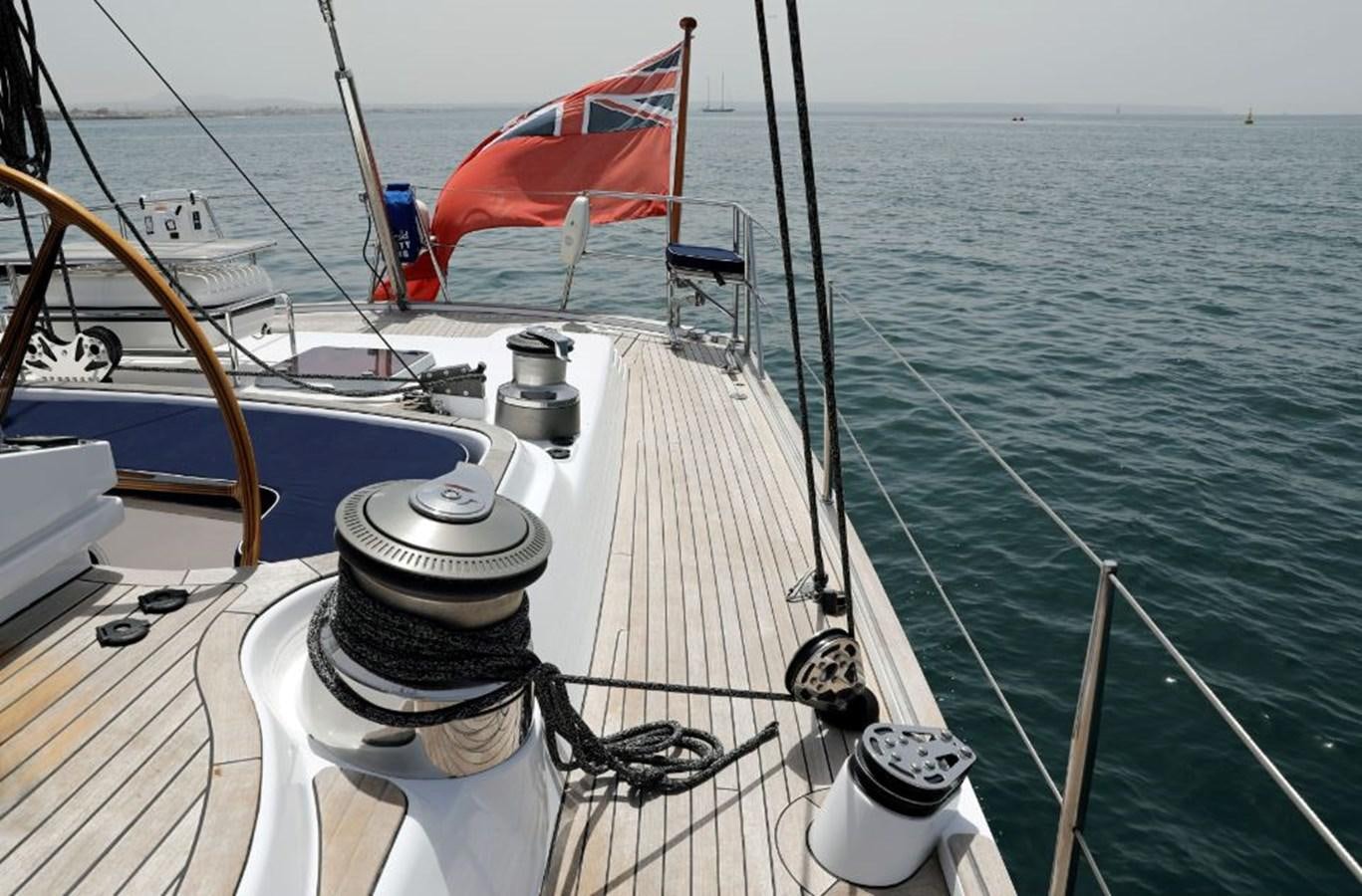a boat with a red sail on the water aboard NIMROD Yacht for Sale
