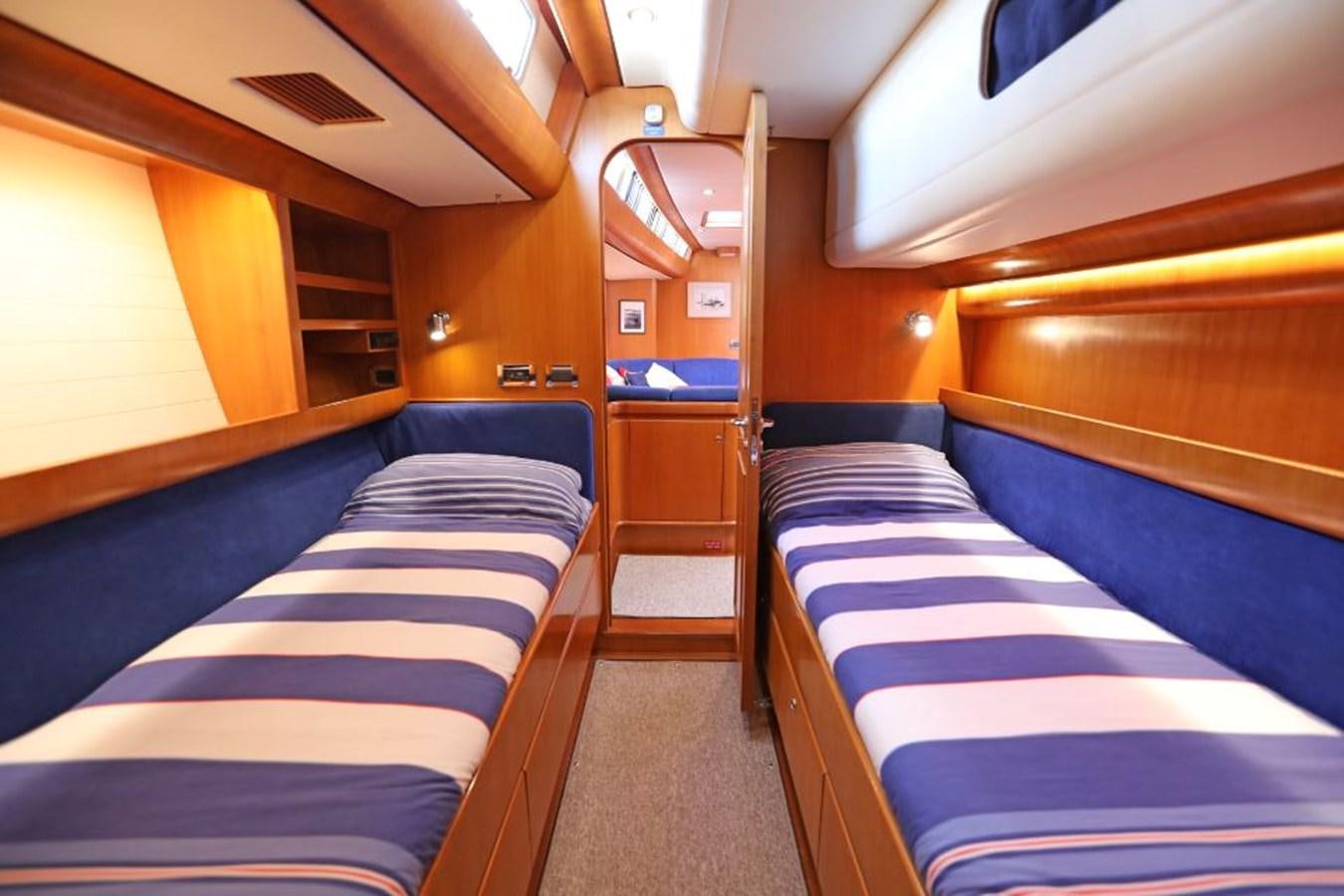 a room with bunk beds aboard NIMROD Yacht for Sale