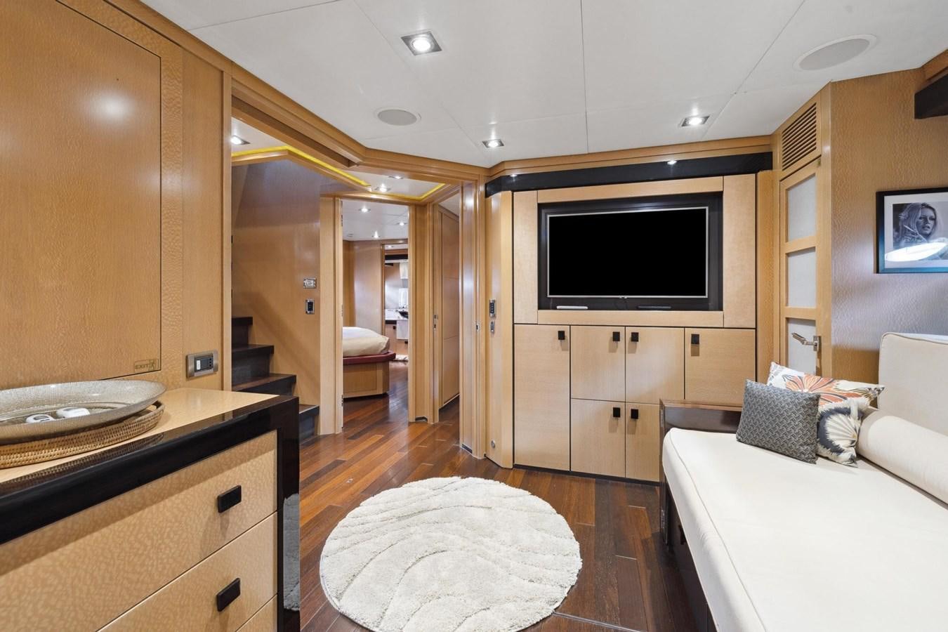 a large bathroom with a large tv aboard IZUMI Yacht for Sale