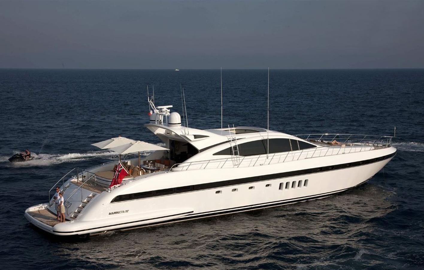 a white boat on the beach aboard ENZO Yacht for Sale