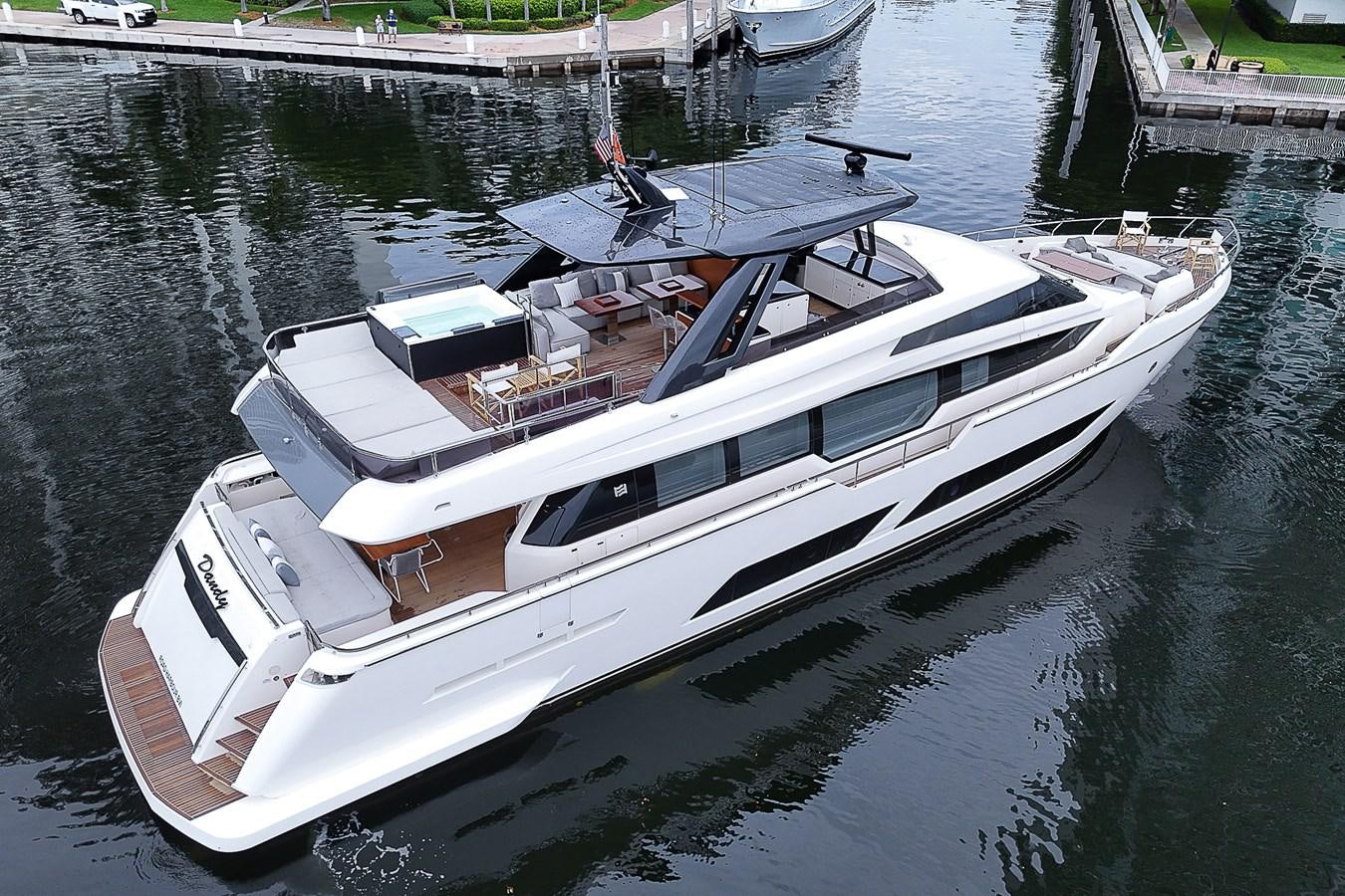 a boat on the water aboard DANDY 2021 FERRETTI 850 @ AVENTURA Yacht for Sale