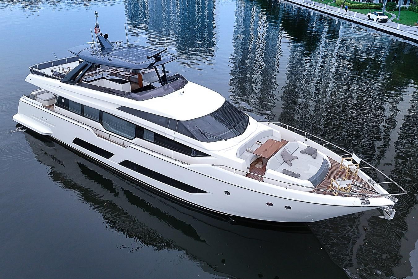 a boat on the water aboard DANDY 2021 FERRETTI 850 @ AVENTURA Yacht for Sale