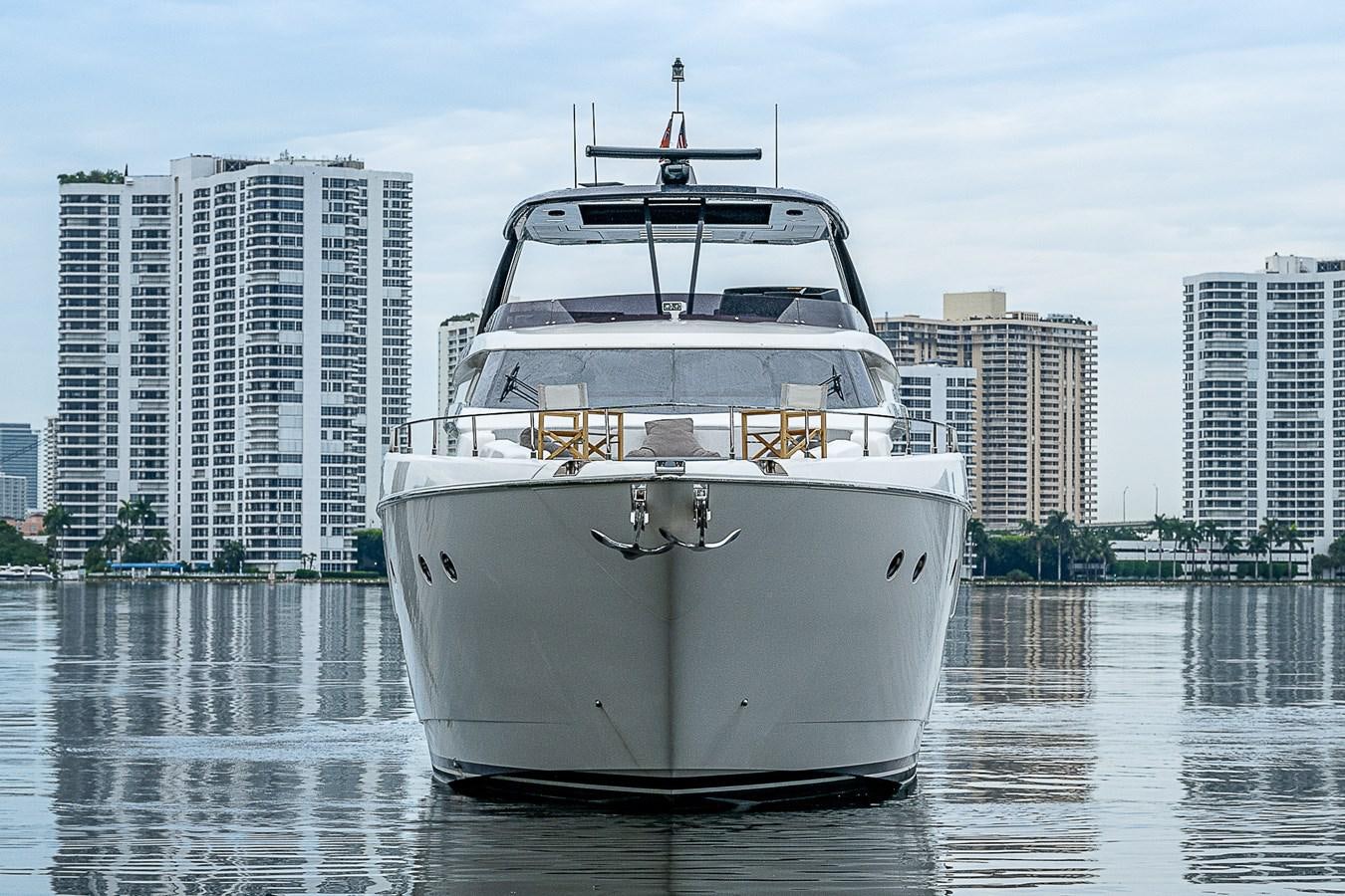 a white boat in the water aboard DANDY 2021 FERRETTI 850 @ AVENTURA Yacht for Sale