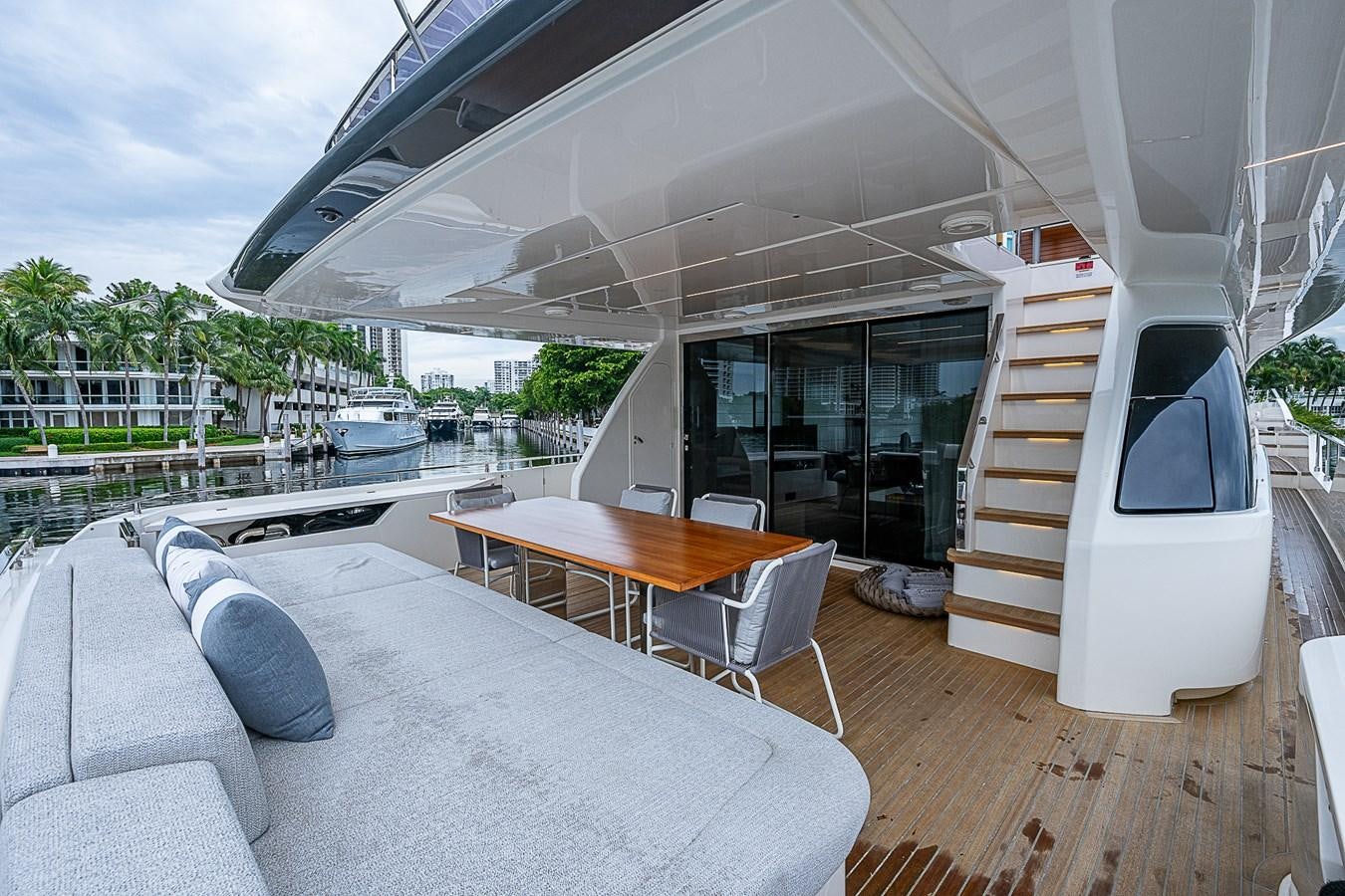 a modern house with a balcony aboard DANDY 2021 FERRETTI 850 @ AVENTURA Yacht for Sale