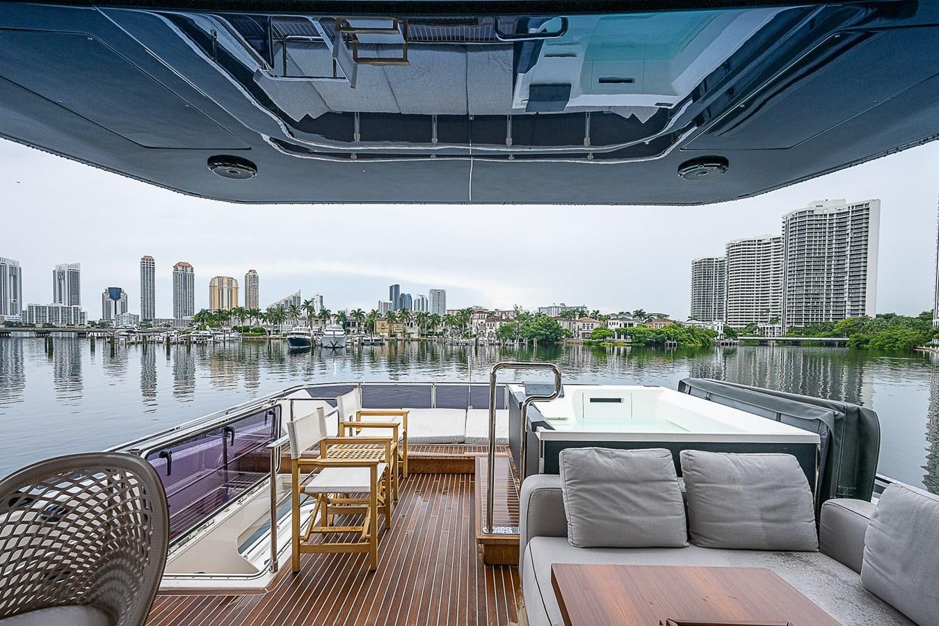 a boat on a deck aboard DANDY 2021 FERRETTI 850 @ AVENTURA Yacht for Sale
