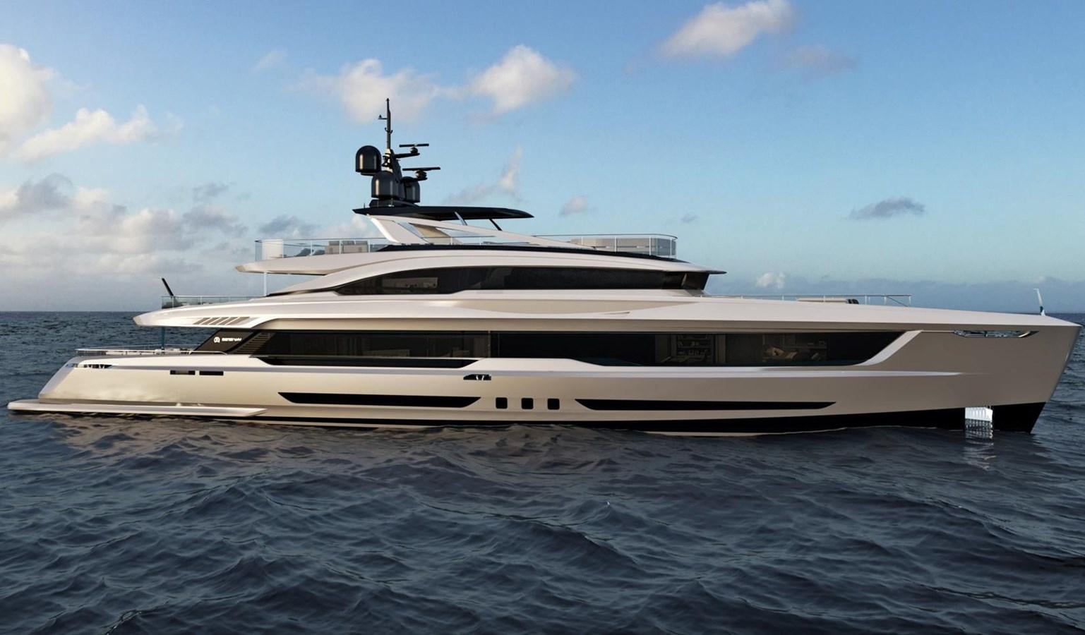 a white yacht in the water aboard VIRTUS 47M NB 115 Yacht for Sale