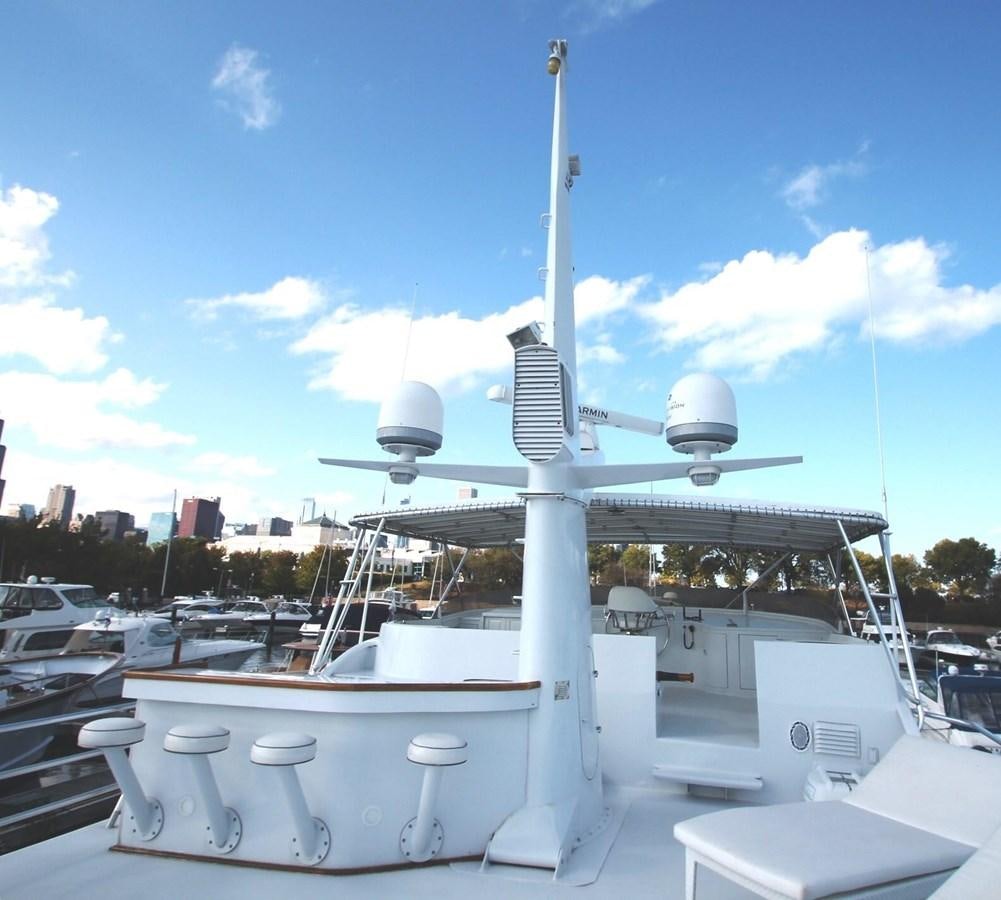 a white tower with a white structure aboard ENCHANTRESS Yacht for Sale