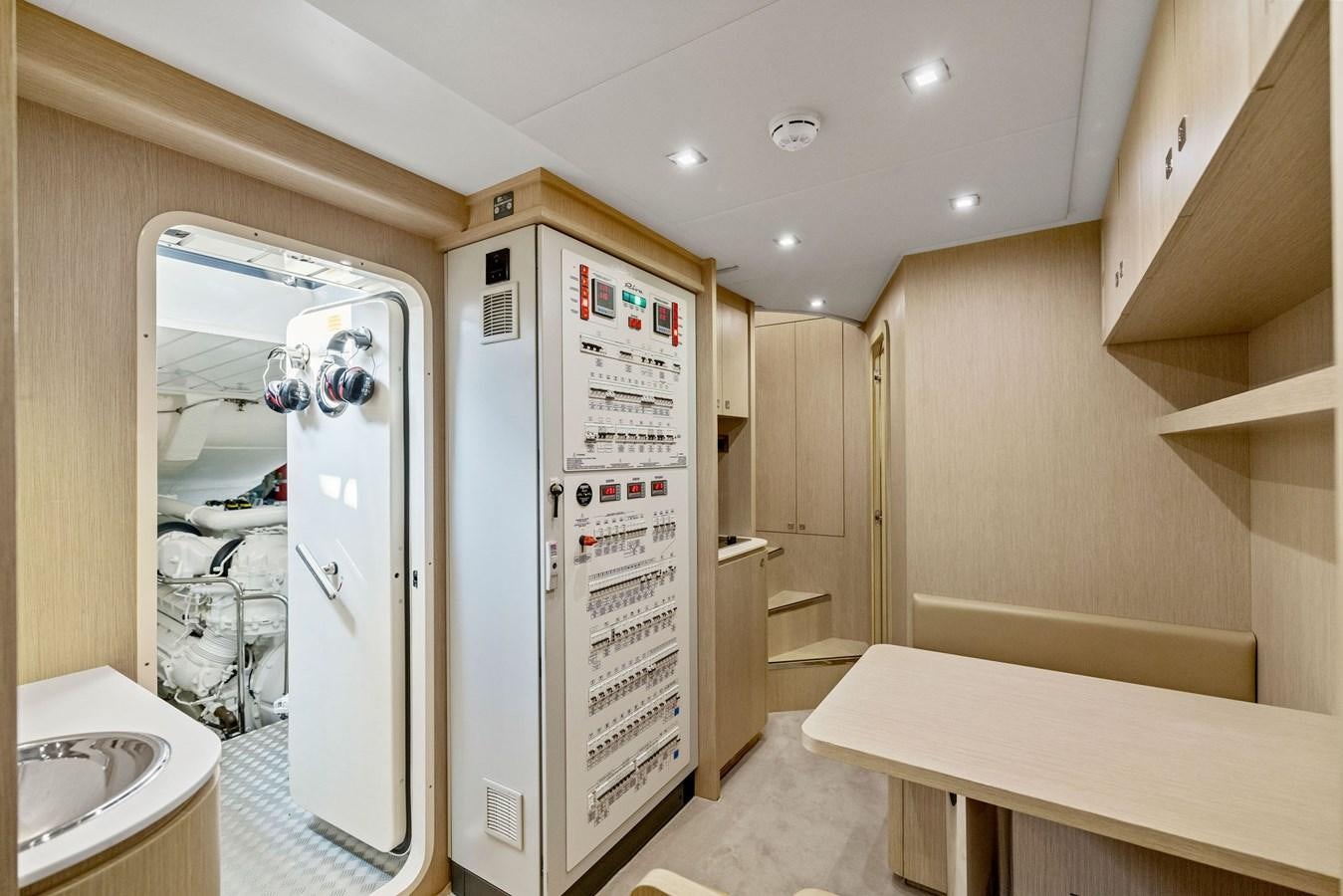 a bathroom with a large white box aboard INDISCRETION Yacht for Sale