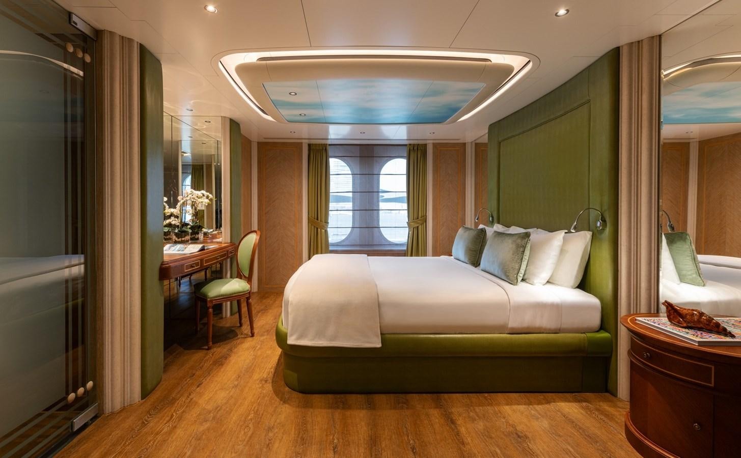 a bed in a room aboard MOONLIGHT II Yacht for Sale
