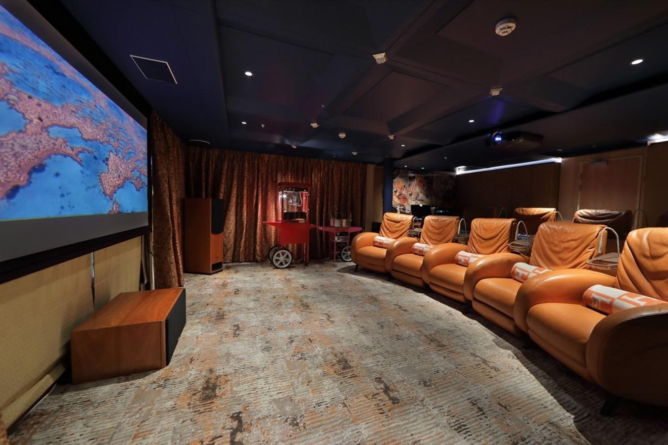 a living room with a large mirror aboard MOONLIGHT II Yacht for Sale