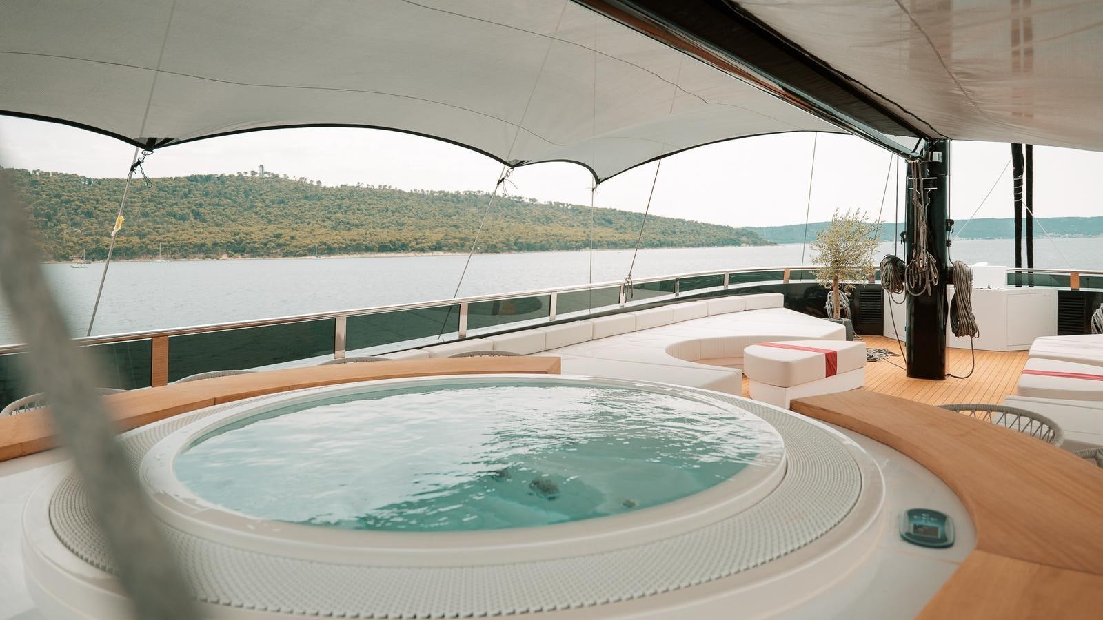 a large indoor swimming pool aboard REPOSADO Yacht for Sale