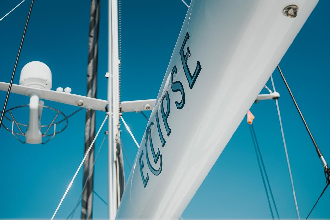 a sign on a pole aboard ECLIPSE Yacht for Sale