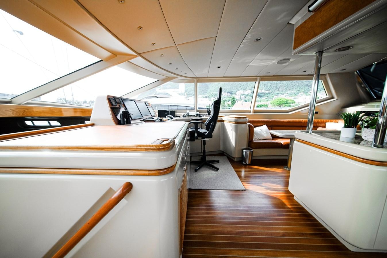 inside of a vehicle with a wood floor and a wood floor aboard ECLIPSE Yacht for Sale